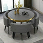 Modern Nordic Round Dining Table Set – 5pc Marble Look MDF Table with 4 PU Leather Chairs