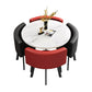 Modern Nordic Round Dining Table Set – 5pc Marble Look MDF Table with 4 PU Leather Chairs