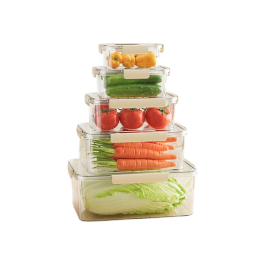 MHome 5-in-1 Clear Fridge Storage Organizer Set – Stackable Kitchen Storage Containers