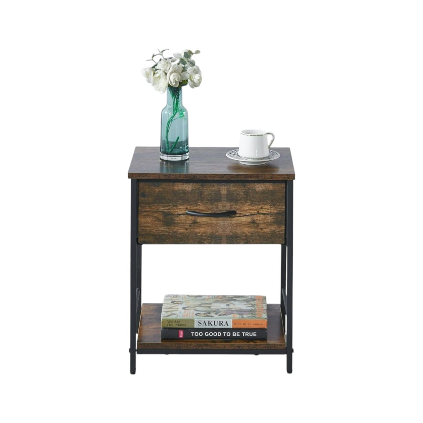 MFurn Fabric Storage Drawer Cabinet – Bedside Table, Side Table, Nightstand, or End Table