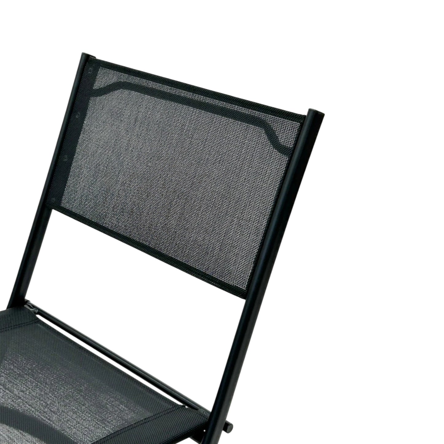 MFurn Alicia 3-Piece Black Folding Patio Bistro Set with Glass Table