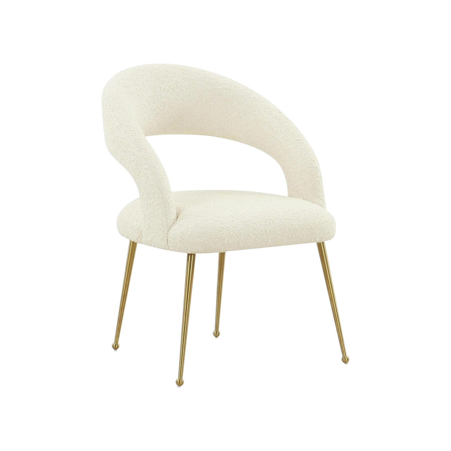 MFurn Rocco Mid-Century Modern Glam Dining Chair With Stainless Steel Legs