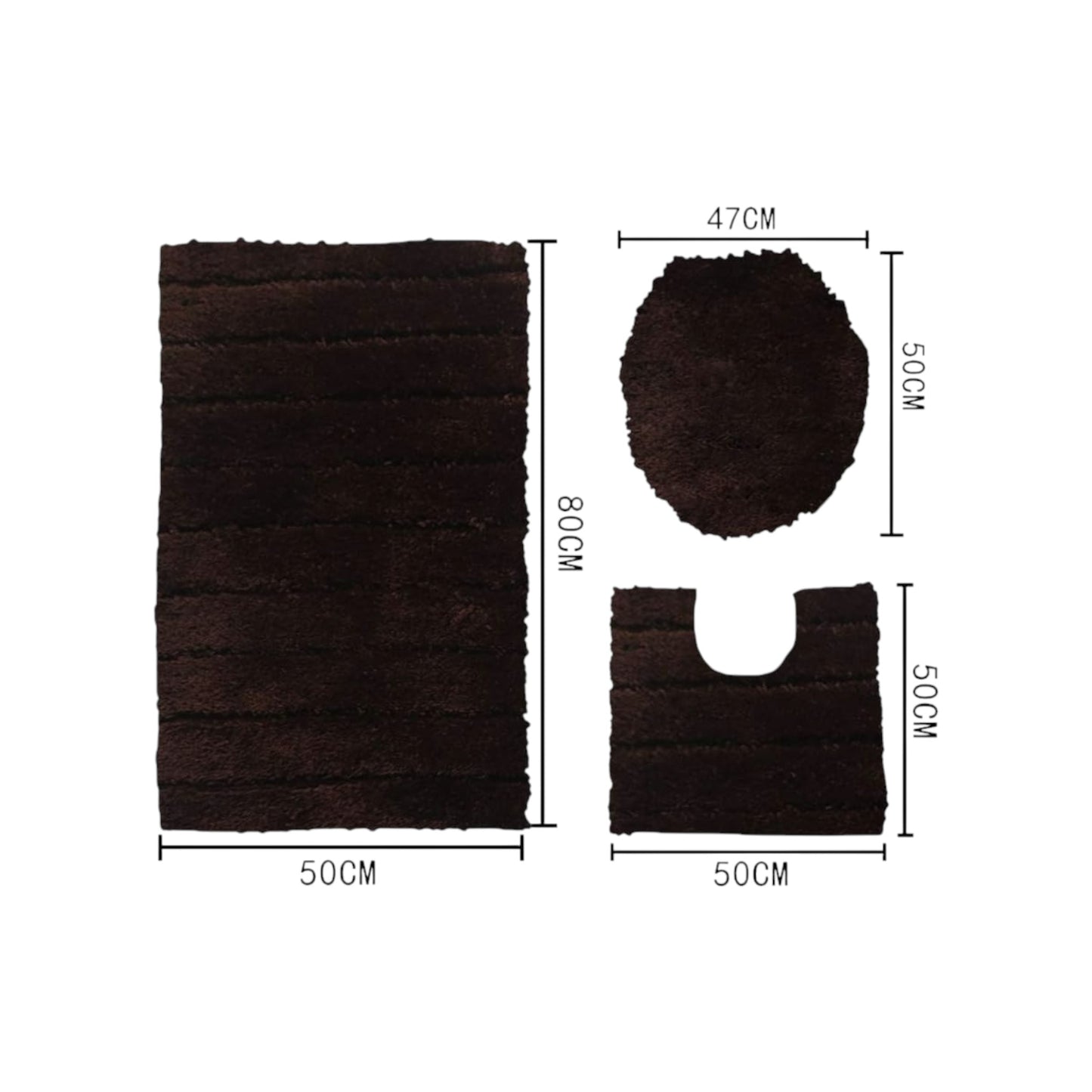 MHome 3-Piece Bathroom Rug Set | Ultra Soft Non-Slip Bath Mats with Toilet Mat & Lid Cover