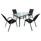 MFurn Leah Inspired 6pc Outdoor Dining Set – Patio Table, Chairs & Umbrella All-Weather Textilene Garden Furniture