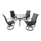 MFurn Glaiza 5-Piece Black & Grey Patio Dining Set with Swivel Chairs