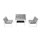 MFurn Rox Inspired 4-Piece Garden Lounge Set with Cushions – Steel Frame, White