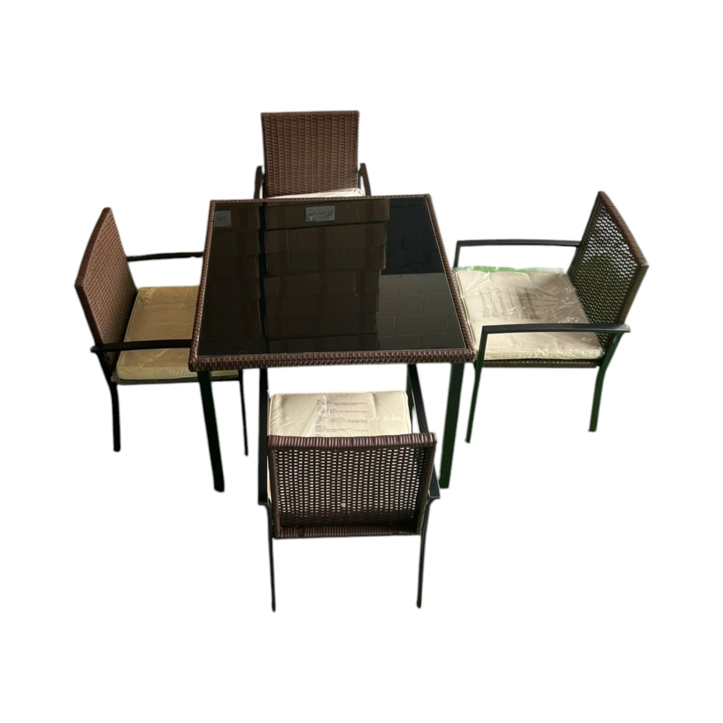 MFurn Shirl Inspired 5-Piece Rattan Patio Dining Set – Outdoor PE Wicker & Cushions