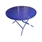 MFurn Round Steel Outdoor Dining Table, Navy Blue with Umbrella Hole