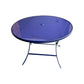 MFurn Round Steel Outdoor Dining Table, Navy Blue with Umbrella Hole