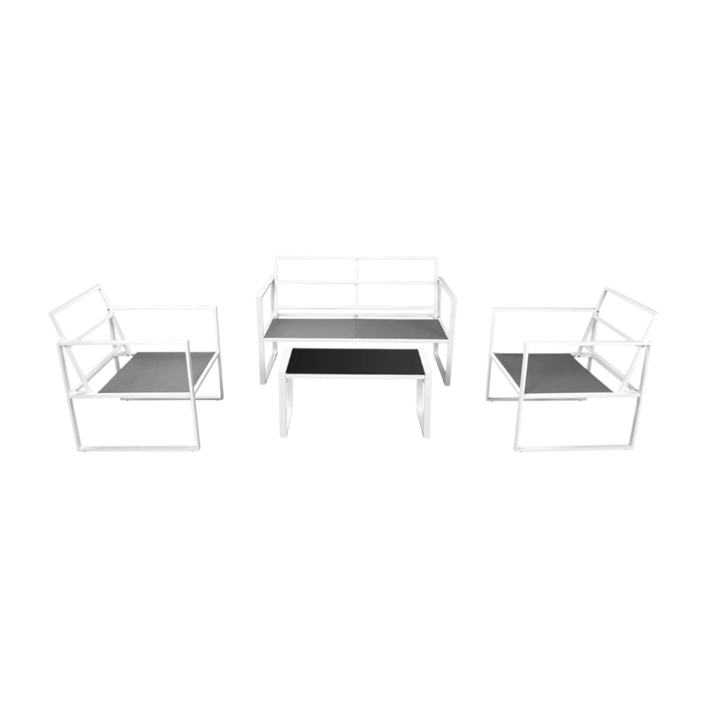 MFurn Rox Inspired 4-Piece Garden Lounge Set with Cushions – Steel Frame, White