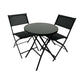 MFurn Alicia 3-Piece Black Folding Patio Bistro Set with Glass Table