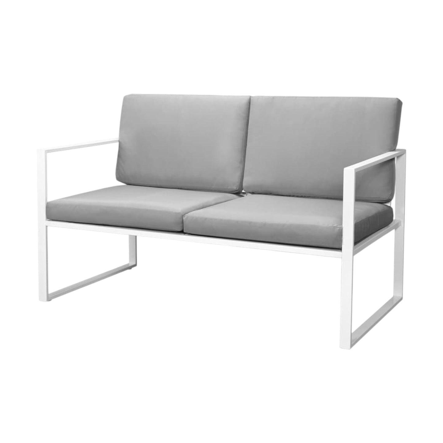 MFurn Rox Inspired 4-Piece Garden Lounge Set with Cushions – Steel Frame, White