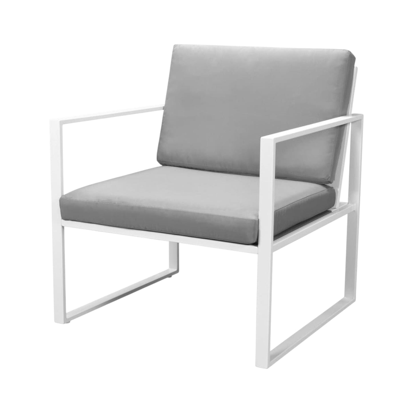 MFurn Rox Inspired 4-Piece Garden Lounge Set with Cushions – Steel Frame, White