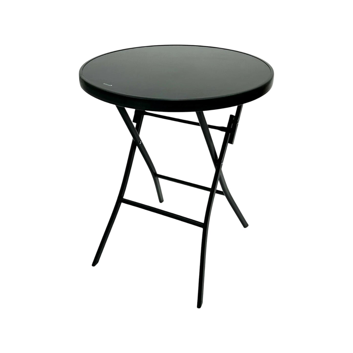 MFurn Alicia 3-Piece Black Folding Patio Bistro Set with Glass Table
