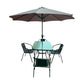 MFurn Sunshine 6 Piece Outdoor Patio Set with Steel Center Umbrella & Tempered Glass Table
