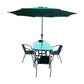 MFurn Sunshine 6 Piece Outdoor Patio Set with Steel Center Umbrella & Tempered Glass Table