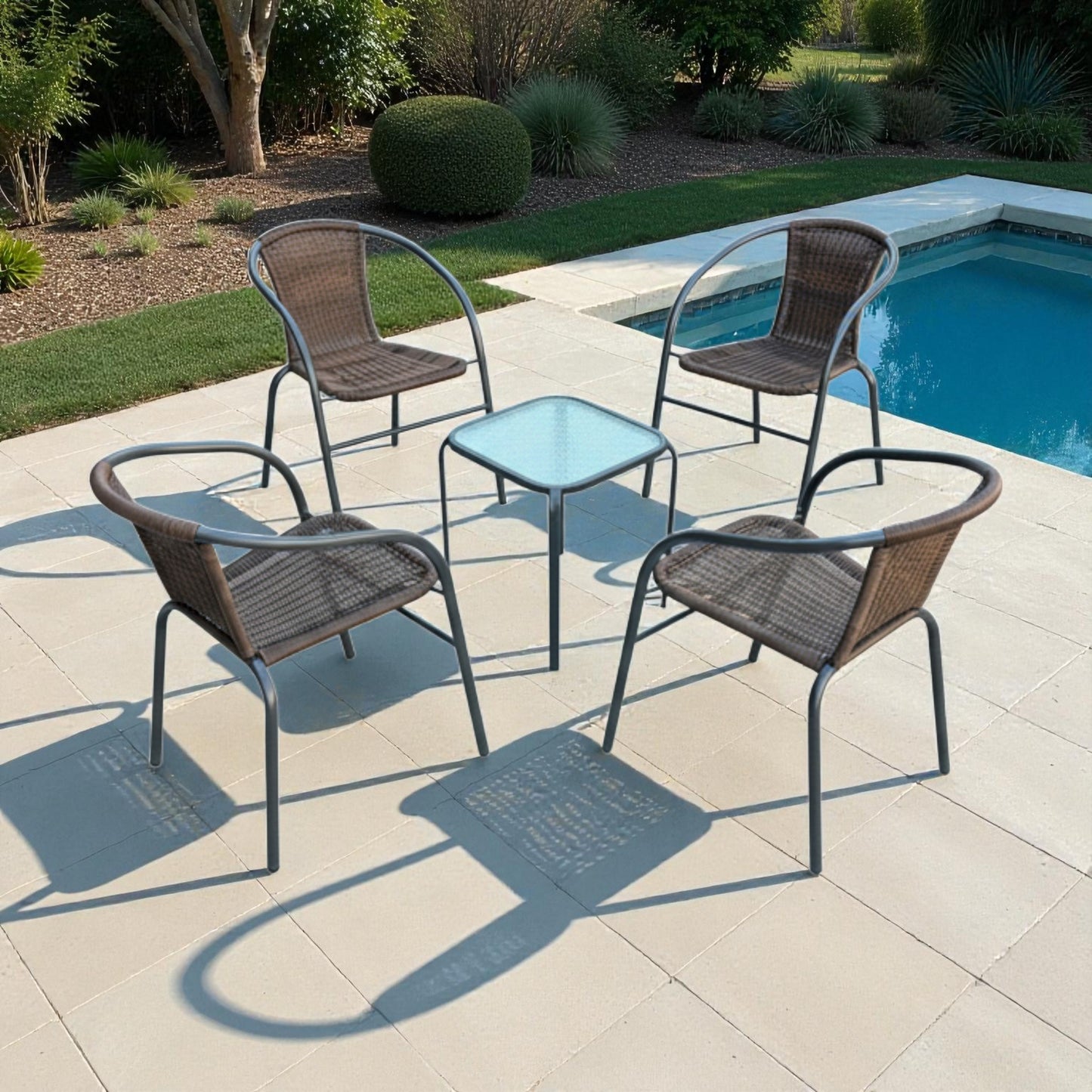 MFurn Avenida All-Weather Outdoor Rattan Bistro Set – 3 Piece or 5Piece Set