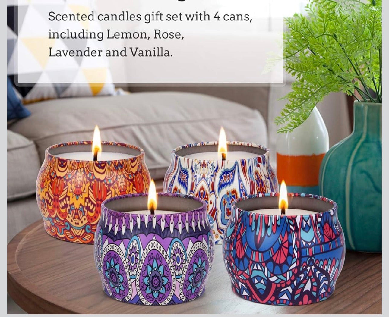 MHome Scented Candles Gift Set 12pc Pack Scented Candles Aromatherapy Candle Gifts fo Mom 100% Natural Soy Wax Portable Candles Gifts for Women for Mother's Day Gifts