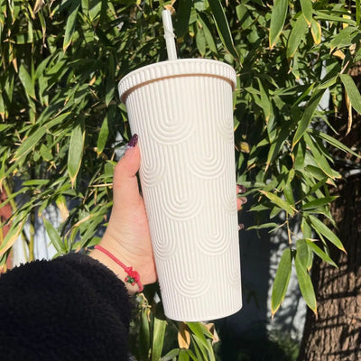 MHome Plastic Reusable Studded Tumbler with Straw-Various Colours