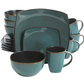DINNERWARE SET 16-Piece Plates Bowls Mugs Dishes Stoneware Square Dinner Kitchen