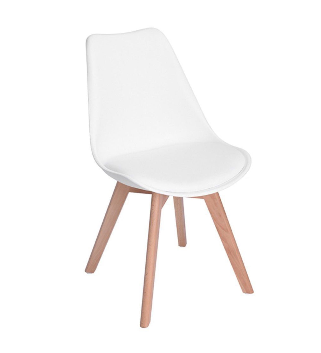 MFurn 4PCS Mid Century Dining Chairs Modern Armless White Wood Legs