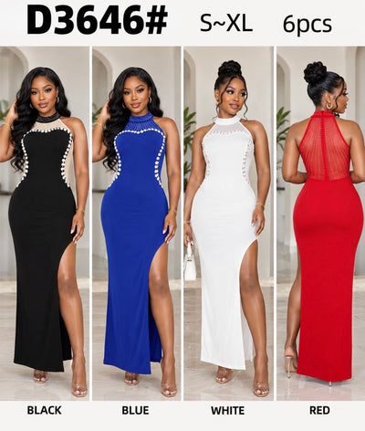 Ladies Maxi Evening Dress with Stones and Rhinestones-Various Options