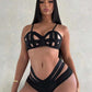 Sexy Lingerie Set With Underwire And Cross Straps, 2 Pieces - Black Only