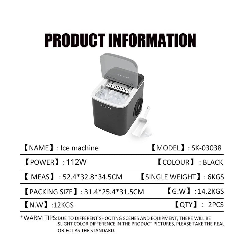 SOKANY automatic family ice maker makes ice quickly in a few minutes, convenient and energy-saving