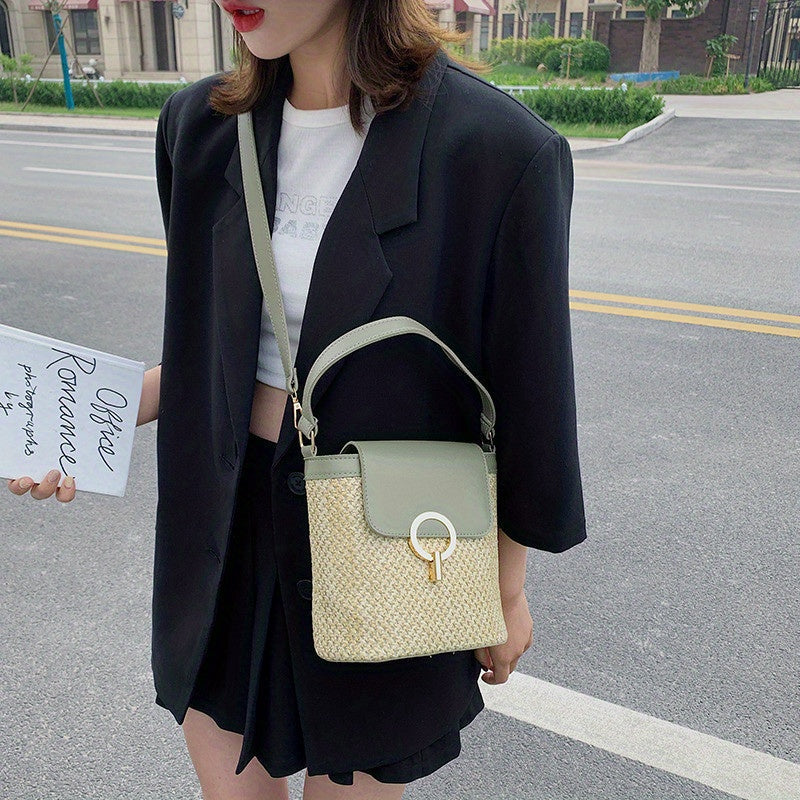Ladies Straw Bucket Style Handbags-Various Colours