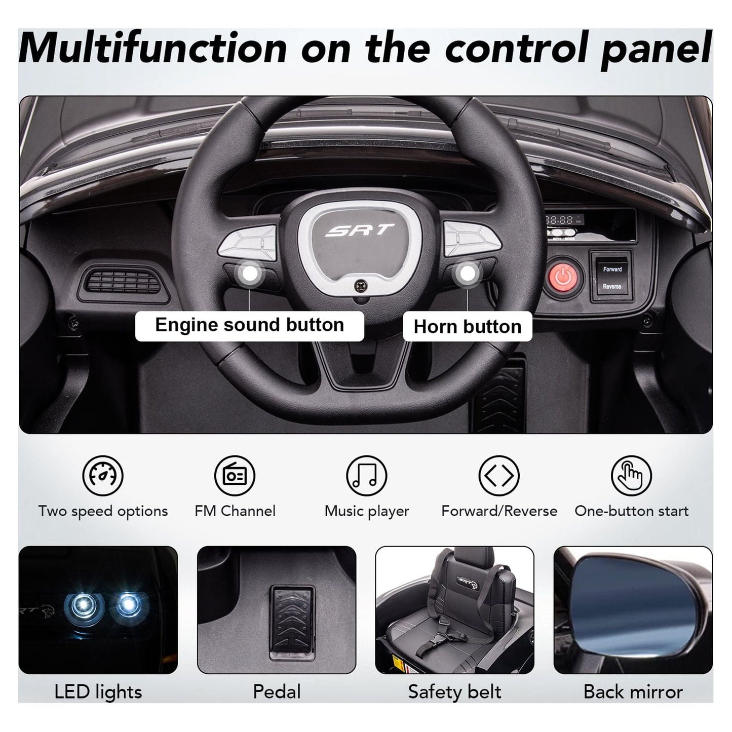 Licensed Dodge Challenger SRT 12V Electric Car for Kids with Remote Control