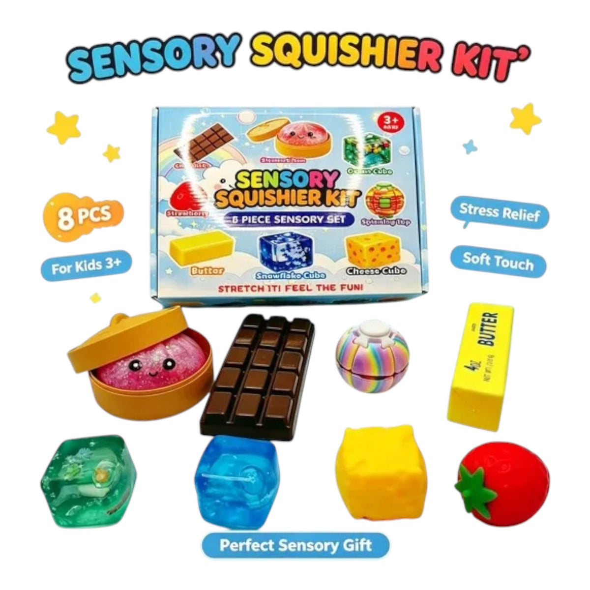 Kids Sensory Squishy Toy Set 8pc