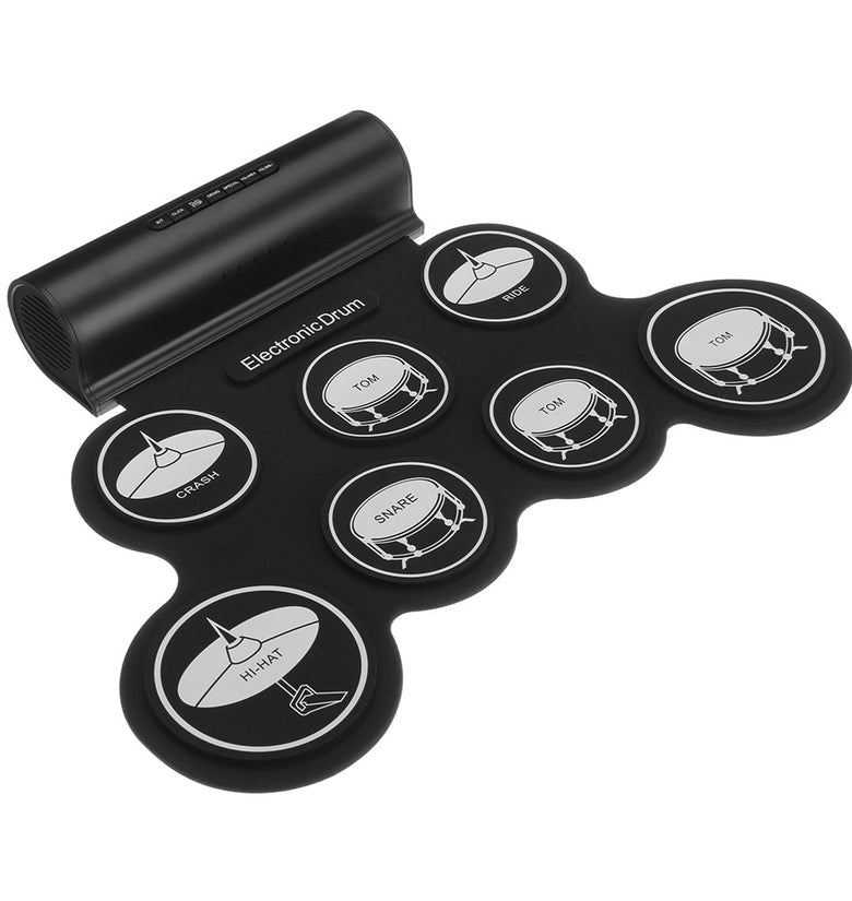 Electronic Drum Digital USB MIDI 7 Pads Roll Up Set Silicone Electric Drum Pad Built-in Speakers with Drumsticks Sustain Pedal
