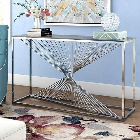 Glass Console Table Stainless Steel Frame