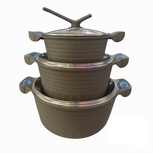 MHome Premium Non-Stick Granite Cookware Pot Set – 3 Piece