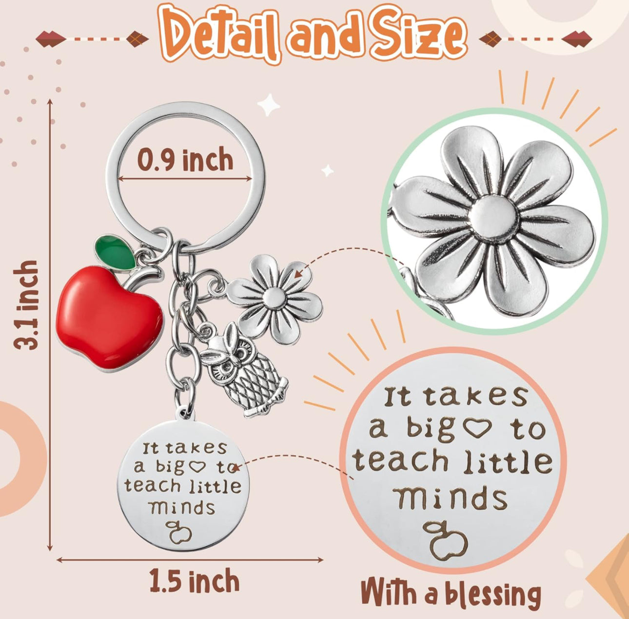 Teacher Appreciation Gifts Set,Teacher Key Chains/Key Ring Thank You Gifts for Teacher
