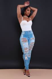 Ladies Ripped Skinny Jeans