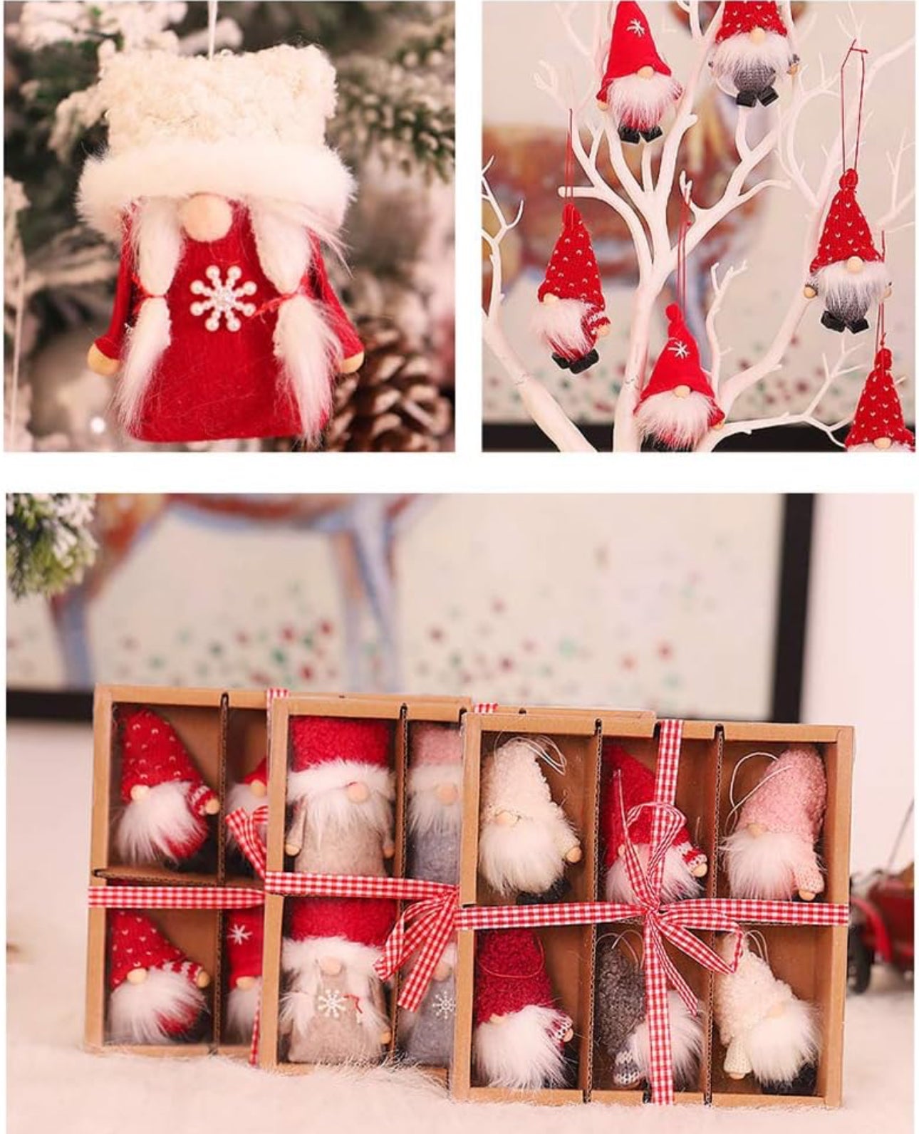 Christmas Decoration Box 6 Dolls Pendant Tree Hanging Ornaments Christmas Crafts Elves Decorations - Various Options
