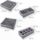 MHome 4-Piece Foldable Partition Drawer Organiser Set – Oxford Cloth, Grey