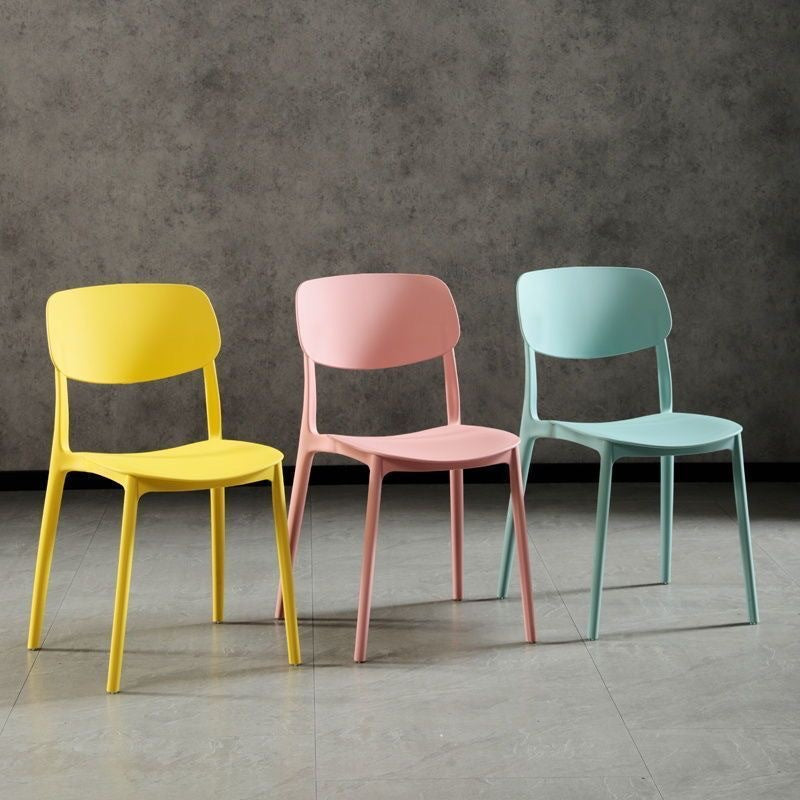 MFurn Contemporary Scandinavian Macaron Square Plastic Stackable Dining Chair Backrest For Dining Room-Various Colours