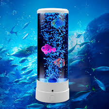 MHome Fish Aquarium Lava Lamp,Multi-Color Jelly Fish Tank Bubbles Lamp