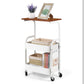 MHome 2-Tier Coffee Table Trolley – Rolling Storage Cart with Shelves, Metal Frame & Wood Finish