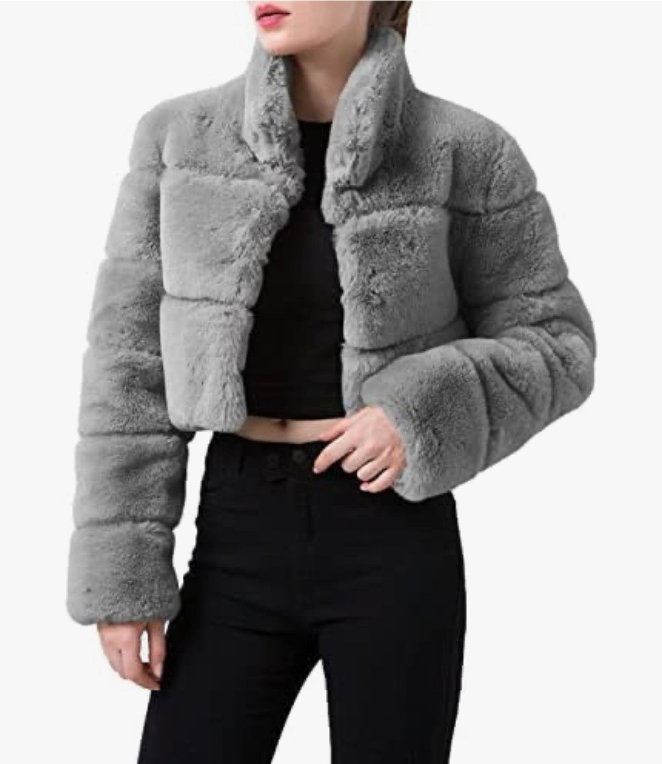 Ladies Faux Fur Cropped Jacket-Various Colours