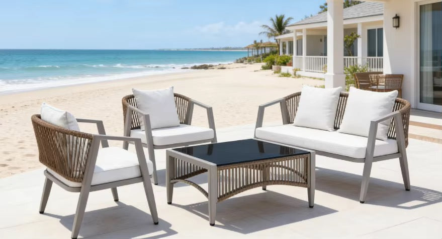 MFURN Pesci Woven Rope Style Outdoor Patio Set 4pc