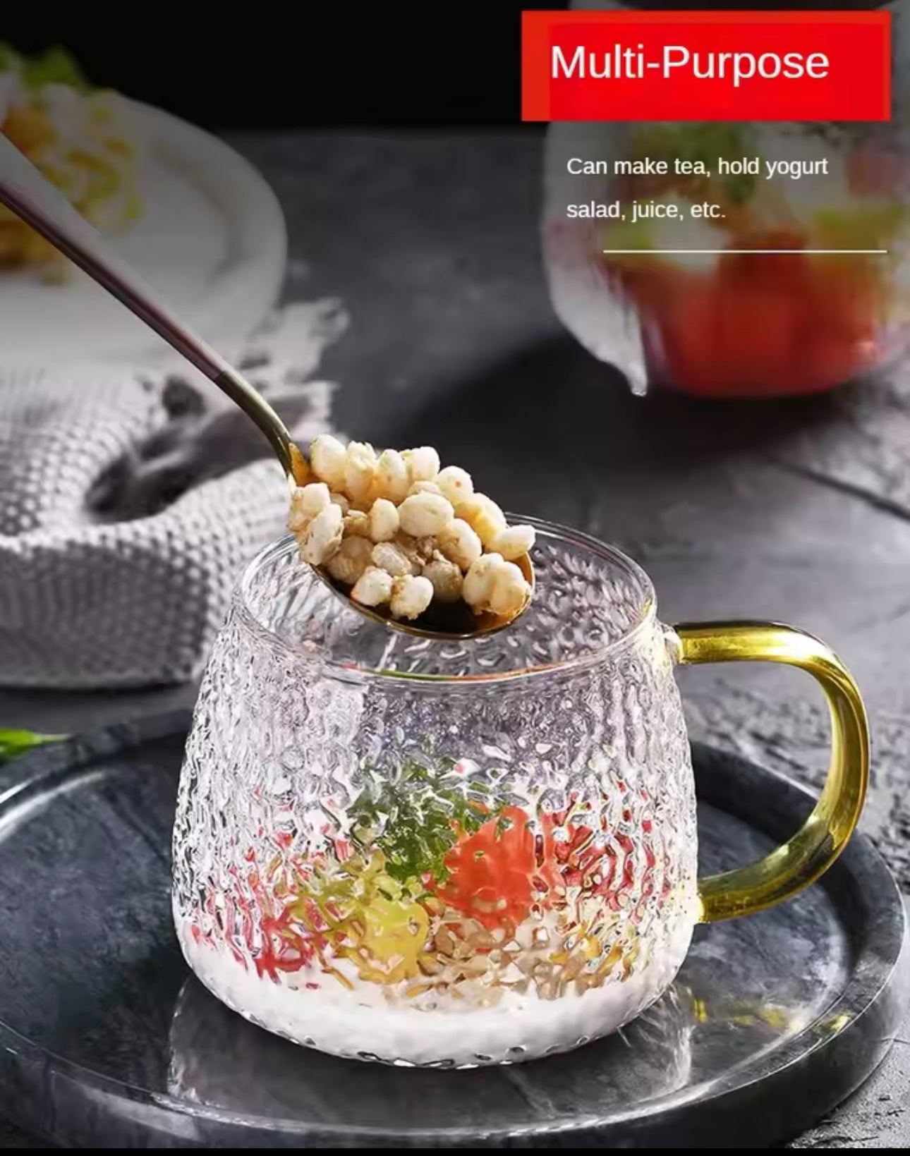 Stylish Simple Tumbler Glass, Glass Cup, Crystal Glass, Hammer Glass, Heat Resistant, Band, With Handle, Hot Water Drinking Cup