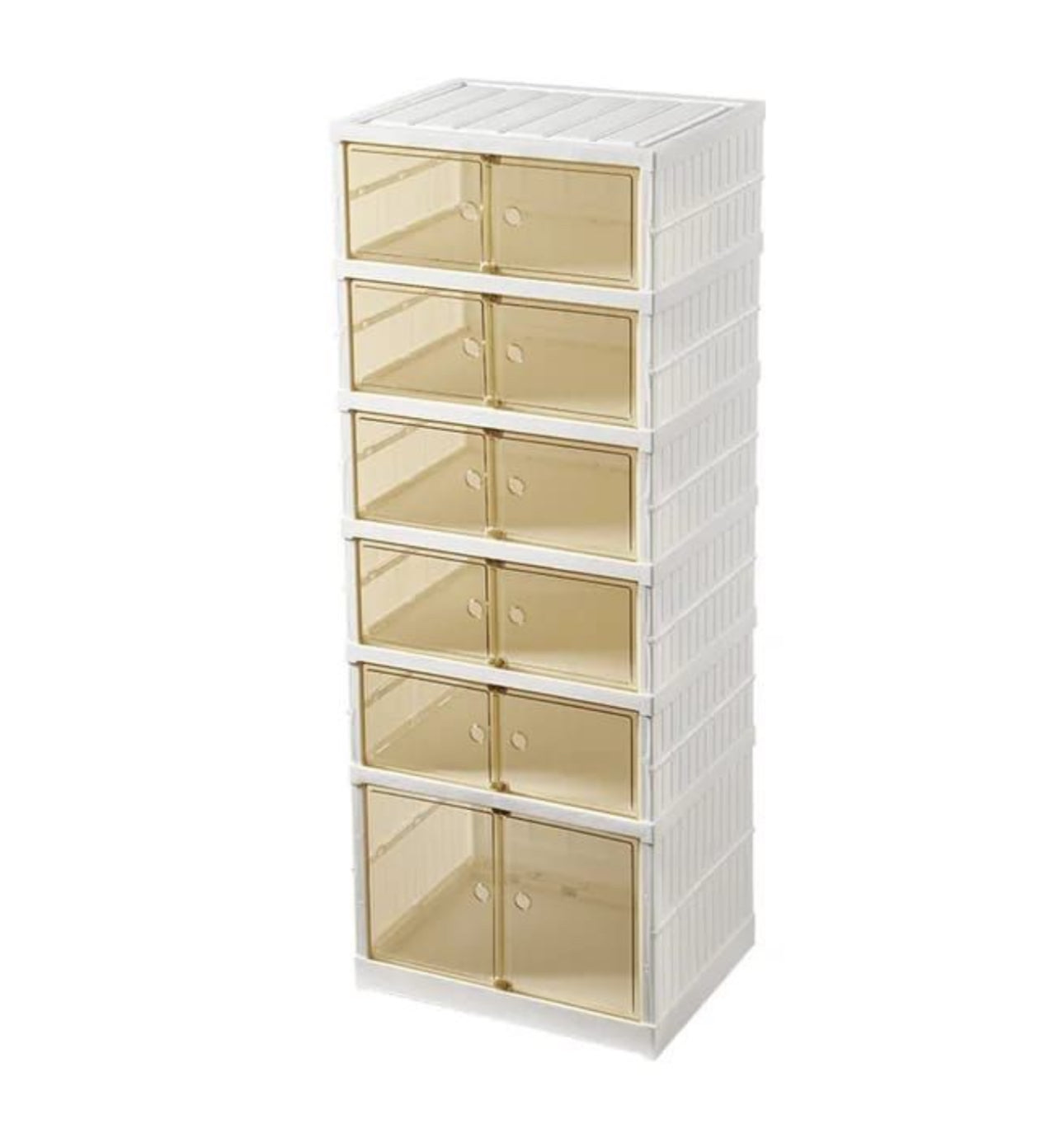 MHome 12-Compartment Folding Shoe Storage Cabinet – Transparent Plastic Organizer with Wheels