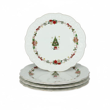 MHome Christmas Themed Dinner Plate 4pc Set