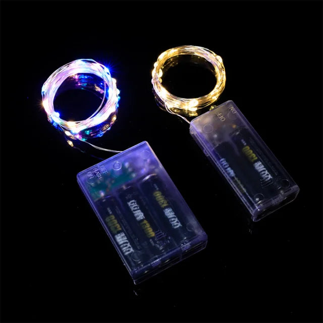 LED String Lights Battery Box Copper Wire Garland Lamp Outdoor Waterproof Fairy Lighting For Christmas Wedding Party Decor - 3M