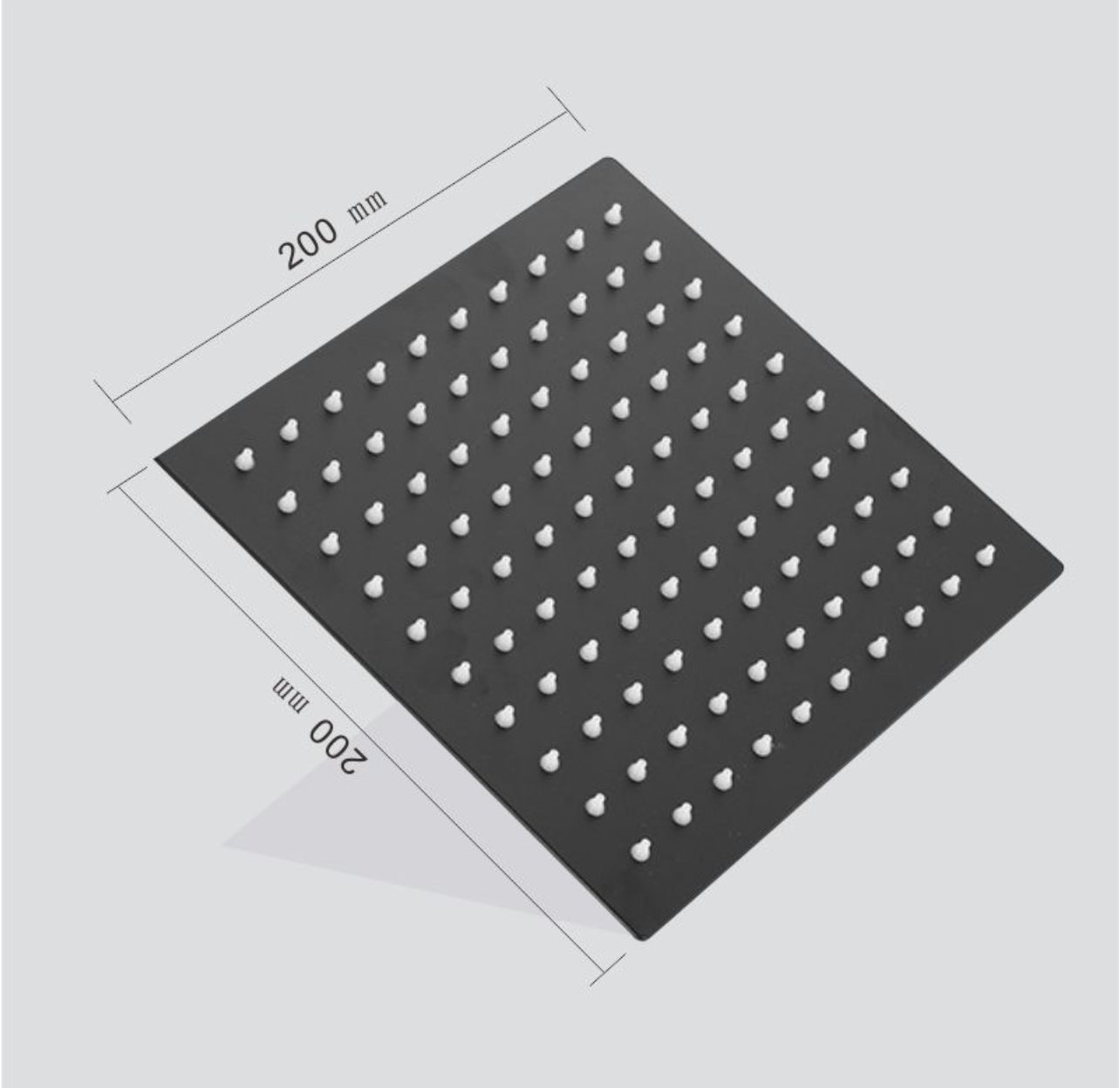 Rainfall Shower Head + Arm Matt Black 8inch Set