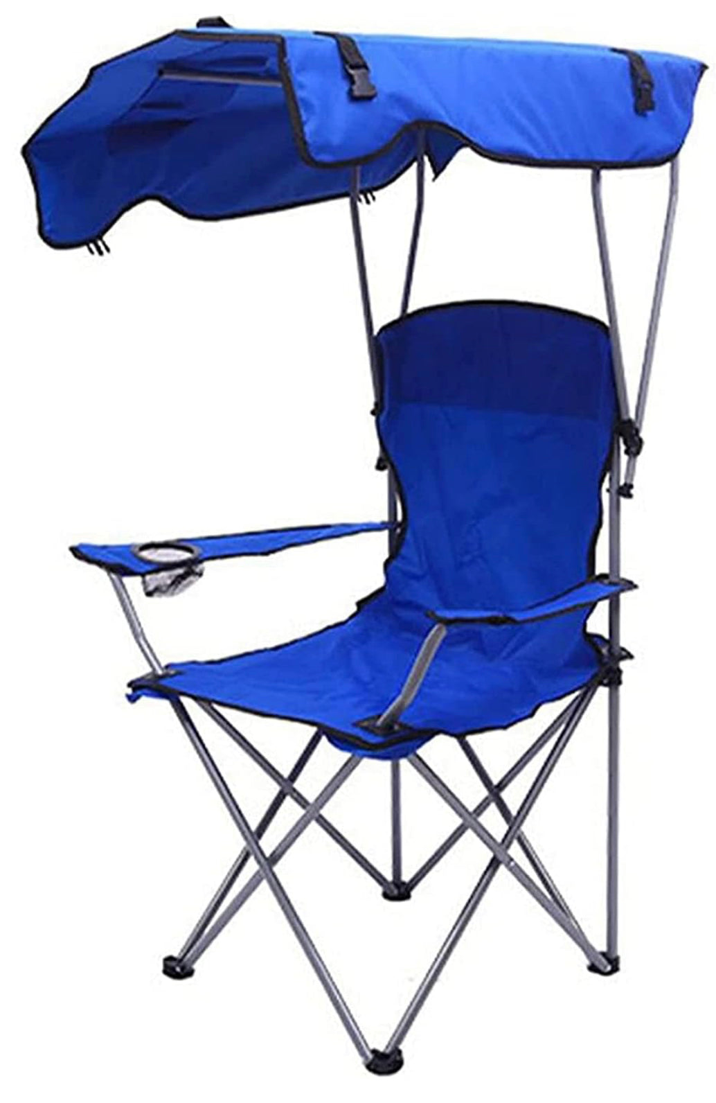 Folding Camping Chair with Shadow Sky, Portable Beach Outdoor Fishing Aluminum with Sun Protection and Carry Bag, Garden Chair for Beach, Pool, Garden, Blue (Color : Blue) XL