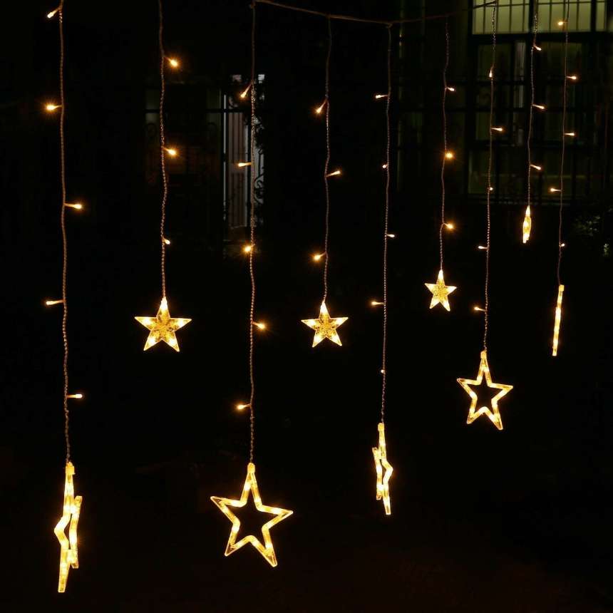 Christmas Star Curtain Lights White - 30M